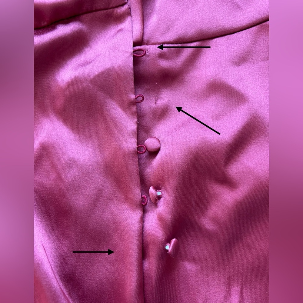 Zara Maroon / Deep Pink Satin Wrap Romper Long Sleeve Collar Playsuit Size L - Picture 11 of 11